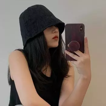 Черная тонкая шляпа-ведро женская летняя шляпа для лица маленькая простая шляпа-артефакт большая окружность головы шляпа-ведро прилив M56-58cm синий