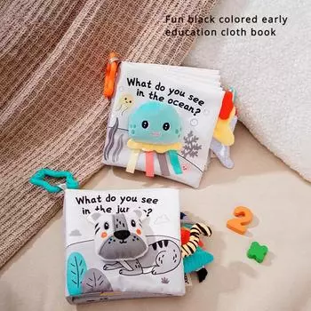 Черная трехмерная тканевая книга для раннего образования, детская книга-игрушка из ткани для просвещения, которую невозможно разорвать