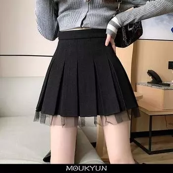Черная юбка MOUKYUN, сетчатая мини-юбка трапециевидной формы с высокой талией, женская летняя летняя одежда в стиле Харадзюку, одежда в корейском стиле, каваи, плиссированные юбки для девочек