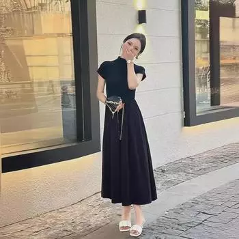 Черная узкая летняя юбка в стиле ретро во французском стиле для женщин Small чёрный