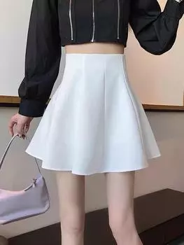 Черная весенняя женская пышная юбка А-силуэта с высокой талией 2XL