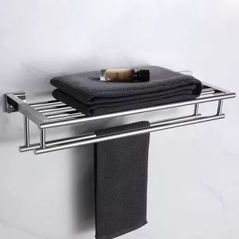 Черная вешалка для полотенец из нержавеющей стали 304, матовая, золотисто-серебристая, квадратная, настенная, для ванной комнаты, держатель для полотенец, полка для хранения одежды