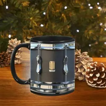 Черная винтажная кружка-барабан 11 унций, забавный подарок барабанщику для любителей музыки, прочная белый