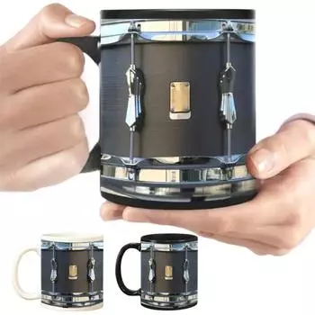 Черная винтажная кружка для барабанов, забавные подарки для барабанщиков, креативная кофейная кружка для барабанщиков, керамическая кружка для барабанщиков или любителей барабанов белый