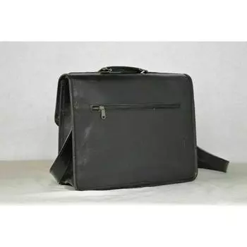 Черная винтажная офисная сумка-мессенджер из черной козьей кожи ручной работы премиум-класса для ноутбука 11 x 15 x 4 in чёрный