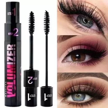 Черная водостойкая жидкая тушь для ресниц 2 в 1, долговечная, водостойкая, питательная, восстанавливающая тушь для макияжа глаз, водостойкая, долговечная, густая, для глаз 1PC