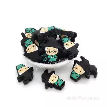 Черная волшебная шляпа ведьмы, силиконовые фокусные бусины для ожерелья, ювелирных изделий, брелки-ручки, брелки для рукоделия, аксессуары для бисерной ручки diypen и материал ручной работы Set of 10