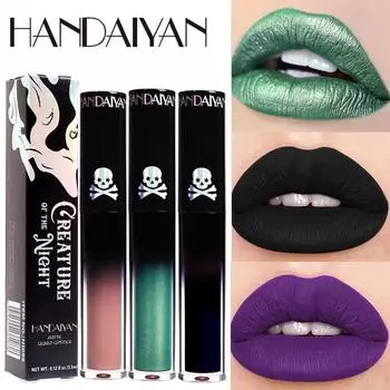 Черная, зеленая, фиолетовая помада для макияжа губ на Рождество, Хэллоуин, оттенок, увлажняющая водостойкая матовая помада, водостойкий пигмент для губ