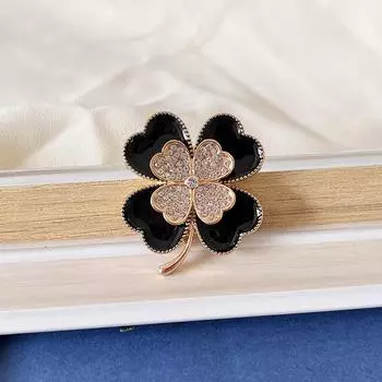 Черная зеркальная брошь в виде цветка растения, персонализированная нагрудная булавка с антибликовым покрытием и аксессуарами чёрный