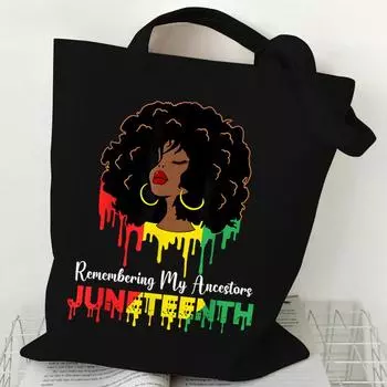 Черная женская холщовая сумка с принтом для девочек Черная модная сумка-тоут с принтом истории Черная женская и мужская сумка на плечо Harajuku Power