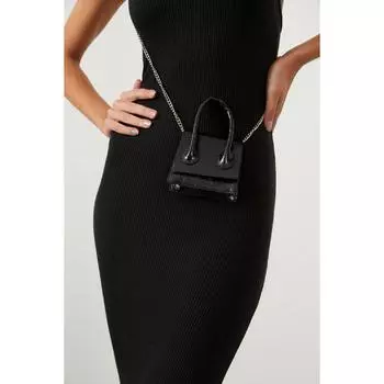 Черная женская микросумка с ремешком-цепочкой Be459
