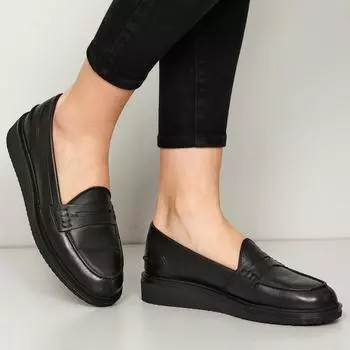 Черная женская повседневная обувь из натуральной кожи с круглым носком и подкладкой на подошве