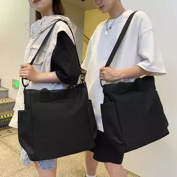 Черная женская сумка на плечо, мужская сумка большой вместимости, пригородная сумка, студенческая большая сумка чёрный