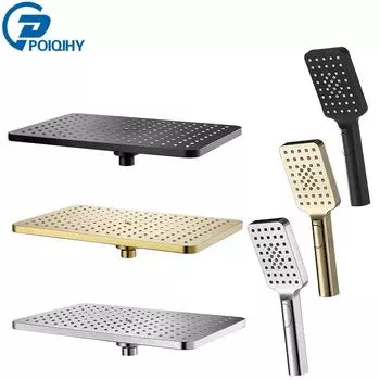 Черная Золотая Душевая Головка Смеситель Для Душа С Большим Потоком Дождевой Душевой Головки ABS Ручной Душевой Смеситель Аксессуар