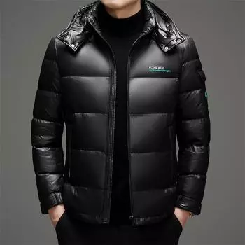 Черная Золотая Короткая Пуховая Куртка Утолщенная Зимняя Мужская Утепленная Повседневная Пуховая Куртка С Капюшоном M