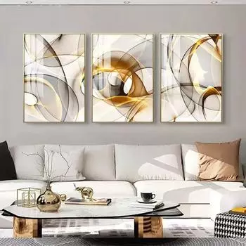 Черная золотая линия, абстрактная настенная живопись на холсте, скандинавские минималистичные постеры и принты, современная картина для гостиной, домашний декор 20x30cm