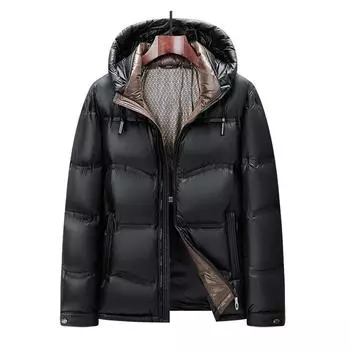 Черная золотая модная куртка-пуховик мужская с капюшоном утепленная куртка из утиного пуха 90% белая модная утепленная куртка M чёрный