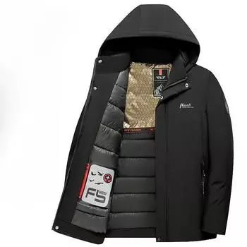 Черная золотая пуховая куртка для папы, зимнее пальто, мужская стеганая куртка для людей среднего и пожилого возраста, осенне-зимнее стеганое пальто, утолщенное и теплое XL