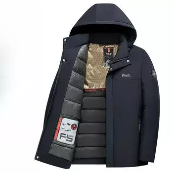 Черная золотая пуховая куртка для папы, зимнее пальто, мужская стеганая куртка для людей среднего и пожилого возраста, осенне-зимнее стеганое пальто, утолщенное и теплое XL