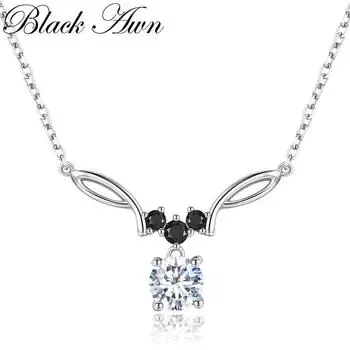 ЧЕРНАЯ AWN классические серебряные ожерелья с подвесками женские свадебные украшения