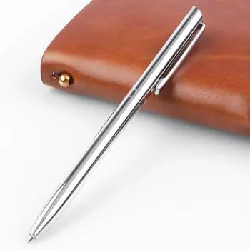 Чернильная нержавеющая сталь Серебряная вращающаяся шариковая ручка Коммерческие канцелярские принадлежности Офисные принадлежности Масляная ручка серебряный