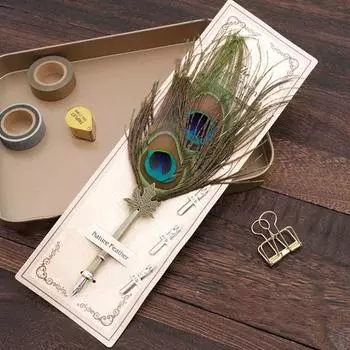 Чернильная ручка с надписью, смоченная в воде Перьевая ручка Перьевая ручка с пером Ручка с павлиньим пером для студентов Style 4