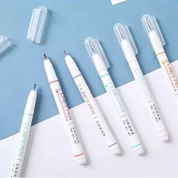 Чернильная ручка Журнал Двойная линия Цветная ручка Двухцветные линейные ручки для рисования Линейка Художественные маркеры Текстовыделитель 1pc-#3