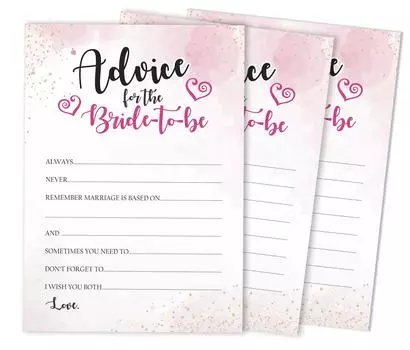 Чернильница Советы невестеОткрыткиНабор из 50 акварельных всплесковСвадебный душ 5 x 7 inches белый