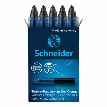 Чернильный картридж для ручки-роллера Schneider, 1 коробка из 5 строк, черный, 185401, одноразовый, ширина 0,6 мм (черный) чёрный