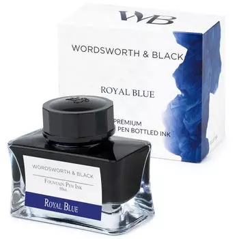 Чернила для перьевой ручки Wordsworth Black, флакон для перьевой ручки класса люкс, классический дизайн, плавный поток и (50мл) Издание, [Синие] Чернила, Бутылка, синий