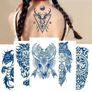 Чернила сока, татуировки, боди-арт, прочные, водонепроницаемые, временные татуировки, наклейки, Лев, Тигр, татуировка на руку, поддельные татуировки космонавта для женщин и мужчин оранжево-красный