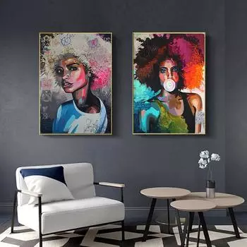 Черно-белая африканская обнаженная женщина, картина на холсте, абстрактные постеры и принты, настенные панно Cuadros для гостиной, украшения дома 20x30cm