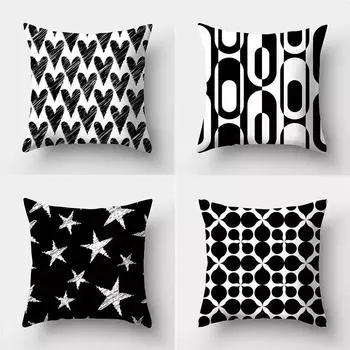Черно-белая геометрическая наволочка для кабинета, офиса, гостиной, дома, наволочка для автомобиля, украшения 40x40cm