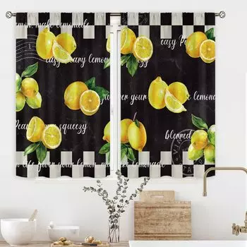 Черно-белая клетчатая фоновая занавеска, 3D-печать для кухни, спальня, гостиная, индивидуальный крючок, декоративный 2x25W60H(CM)&Hook