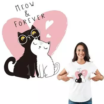 Черно-белая кошка, термопресс, виниловая одежда, моющаяся теплопередающая нашивка уровня А-уровня своими руками