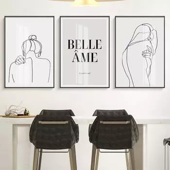 Черно-белая линия девушка обнаженная настенная живопись плакаты и принты холст картина настенная картина для гостиной скандинавский современный домашний декор 21x30cm No Framed