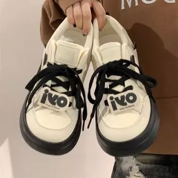 Черно-белая панда, студентка, кампус, универсальная обувь, женская обувь, уродливые милые туфли с большой головой 35 чёрный