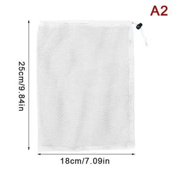 Черно-белая прочная сетчатая сумка на шнурке для хранения, многоцелевой мешок для дома, путешествий, активного отдыха, белья, вещей A2