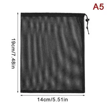 Черно-белая прочная сетчатая сумка на шнурке для хранения, многоцелевой мешок для дома, путешествий, активного отдыха, белья, вещей A5