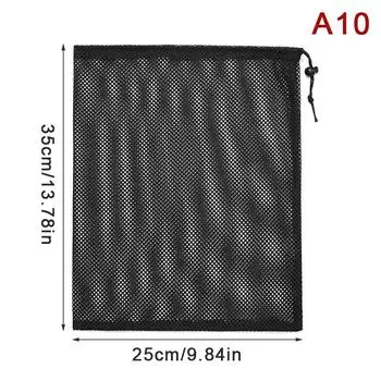 Черно-белая прочная сетчатая сумка на шнурке для хранения, многоцелевой мешок для белья 14x19cm