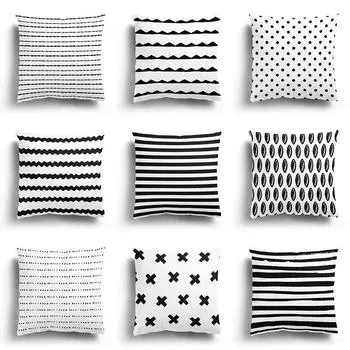 Черно-белая простая наволочка для украшения дома, современная скандинавская наволочка для спальни, гостиной, дивана, наволочка 45x45 см 40x40cm