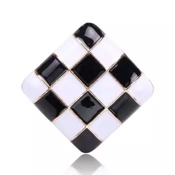 Черно-белая шахматная брошь Креативный геометрический квадратный капающий корсаж Advanced Sense Niche Design Аксессуар Pin белый