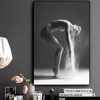 Черно-белая скандинавская картина, элегантные плакаты и принты для балета и танцев, скандинавская настенная художественная картина для гостиной 21x30 No Frame