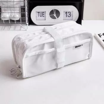 Черно-белая сумка-карандаш, чехол для ручки, прозрачная передняя пряжка, сумка для хранения с несколькими карманами