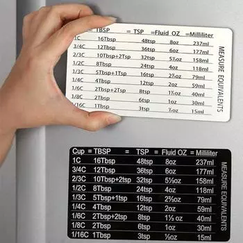 Черно-белая таблица мер для приготовления пищи Наклейка со шкалой для справочной таблицы для духовки белый
