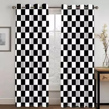 Черно-белая треугольная полилинейная занавеска для спальни с принтом, роскошная занавеска, 3D современная оконная занавеска, цельная яркая занавеска Rideaux 100W160H(CM)40x63in&Hook