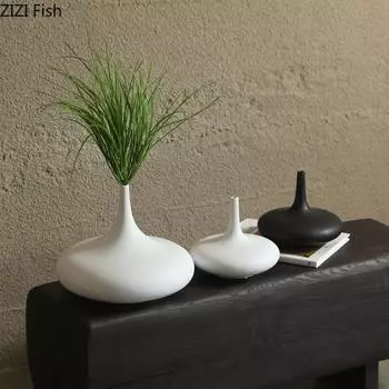 Черно-белая ваза для гостиной, креативная керамическая ваза, цветочная композиция, поделки, украшения, современное украшение для дома, аксессуары