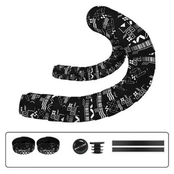 Черно-белая велосипедная лента на руль PU+EVA Обмотка руля Ремни Велосипедный инвентарь Велосипедные аксессуары A