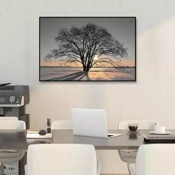 Черно-белое дерево, настенный художественный постер, золотой закат, пейзаж, холст, картина, украшение для гостиной, фреска для домашнего декора, эстетика 21cm30cm NoFrame