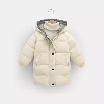 Черно-белое детское пуховое пальто зимнее для подростков, мальчиков и девочек, хлопковая парка, пальто, утепленные длинные куртки, верхняя одежда для малышей 150cm